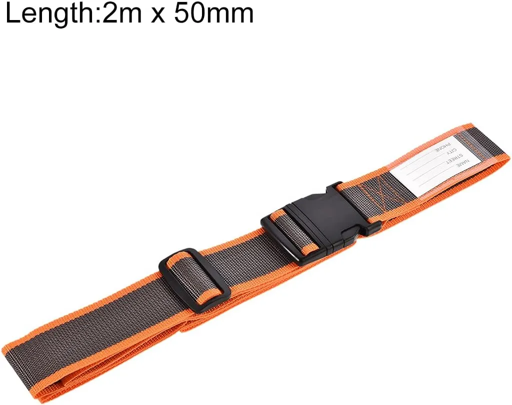 uxcell Luggage Straps Suitcase Belts with Buckle Label, 2x78 2Mx5cm Adjustable PP Travel Bag Packing Accessories, Orange Gray 4Pcs