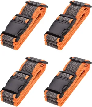 uxcell Luggage Straps Suitcase Belts with Buckle Label, 2x78 2Mx5cm Adjustable PP Travel Bag Packing Accessories, Orange Gray 4Pcs
