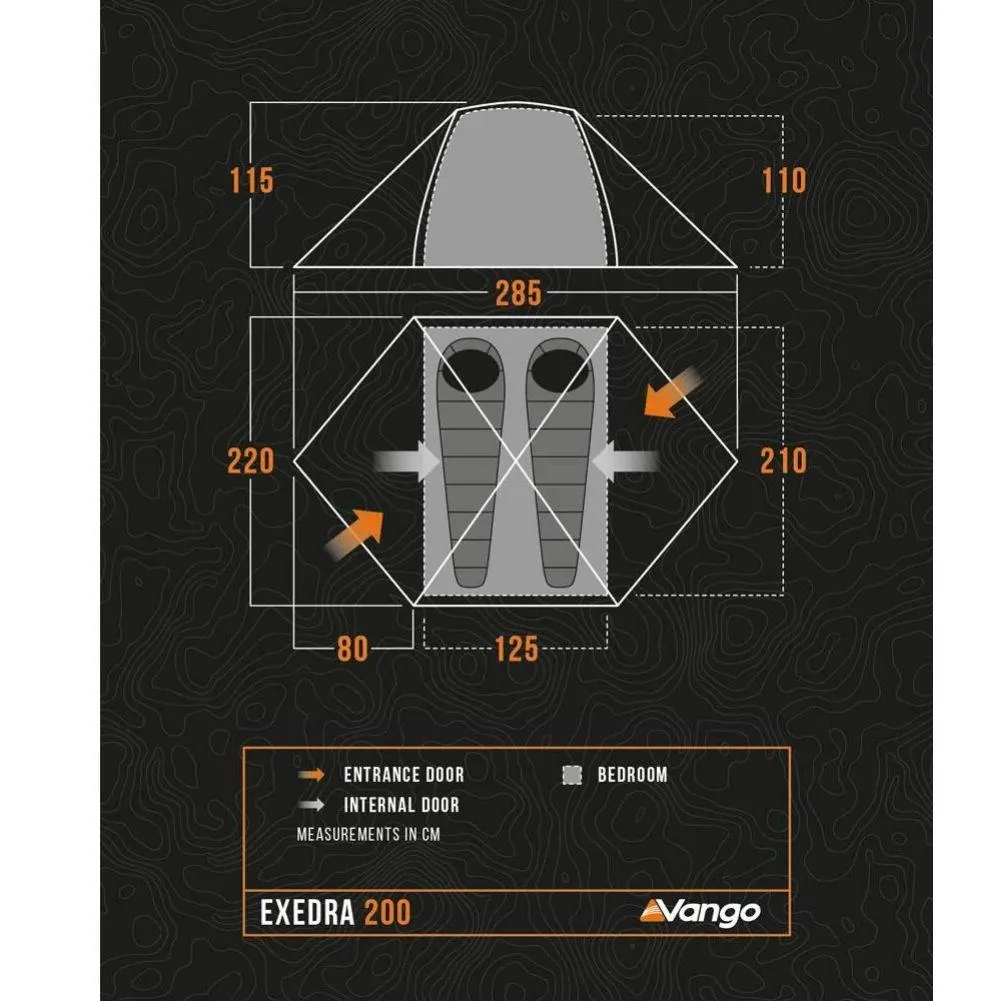 Vango Exedra 200 Lightweight Trekking 2-Person Tent (Forest Green)