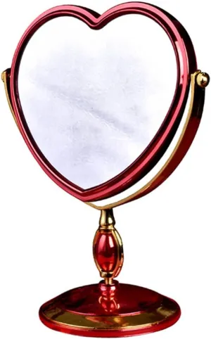 Vanity Mirror Handheld Mirror Heart-Shaped Makeup Mirror, Red Desktop Mirror Tabletop Multifunctional Mirror Double-Sided Table Mirror 27.5x20.5cm Round Mirror Round Mirror