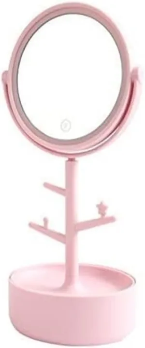 Vanity Mirror with Lights, LED Illuminated Bathroom Makeup Mirror with 5X Magnifying, Battery Or USB Powered, Double Sided Round