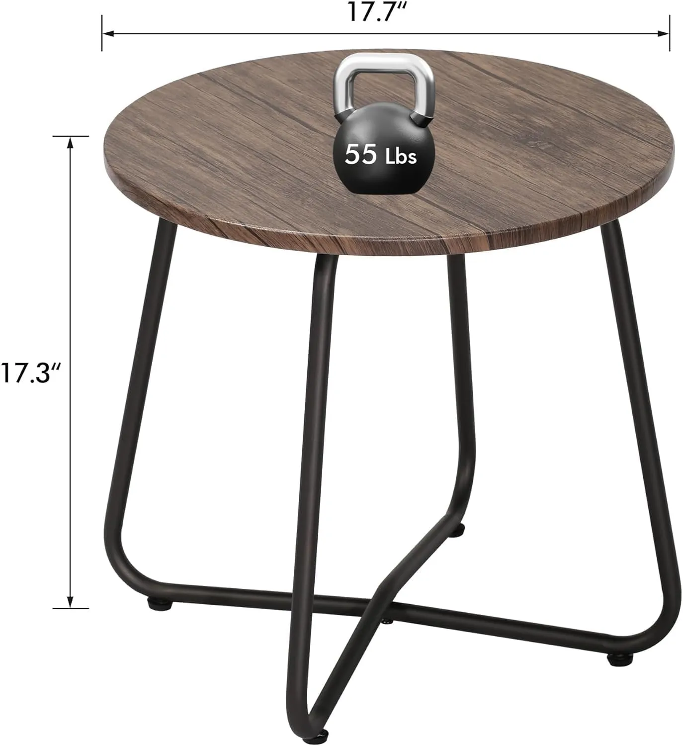 VECELO Patio Outdoor Table,Small Round Side Table Anti-Rust Metal Style,Coffee Drink Table for Garden Balcony,Yard,Living Room,Bedroom