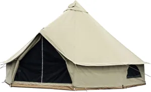 VejiA Extra Large Tent for 6 Person, 4 Season Family Cabin Tents, Luxury Glamping Bell Tents w/Stove Jack for Family Camping Trips and Festivals, 5X5X3M, Beige