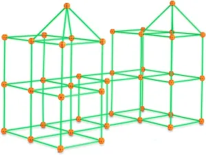 VEVOR Fort Building Kit for Kids, 140PCS Glow in The Dark STEM Building Toys, Educational Gift for 4  Year Old Boys & Girls Indoor Outdoor Play Tent Construction Toys with 96 Rods and 44 Balls