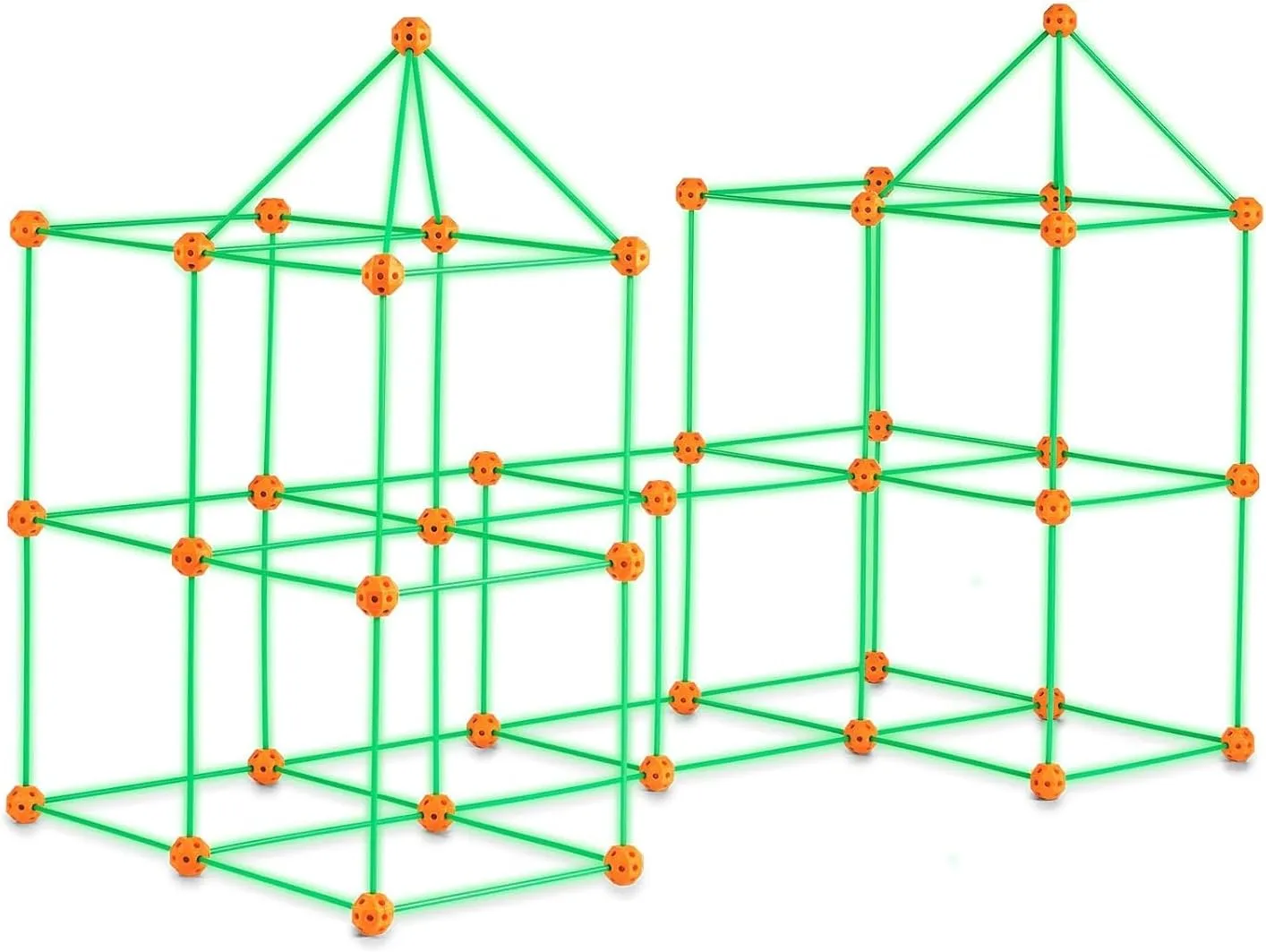 VEVOR Fort Building Kit for Kids, 140PCS Glow in The Dark STEM Building Toys, Educational Gift for 4  Year Old Boys & Girls Indoor Outdoor Play Tent Construction Toys with 96 Rods and 44 Balls