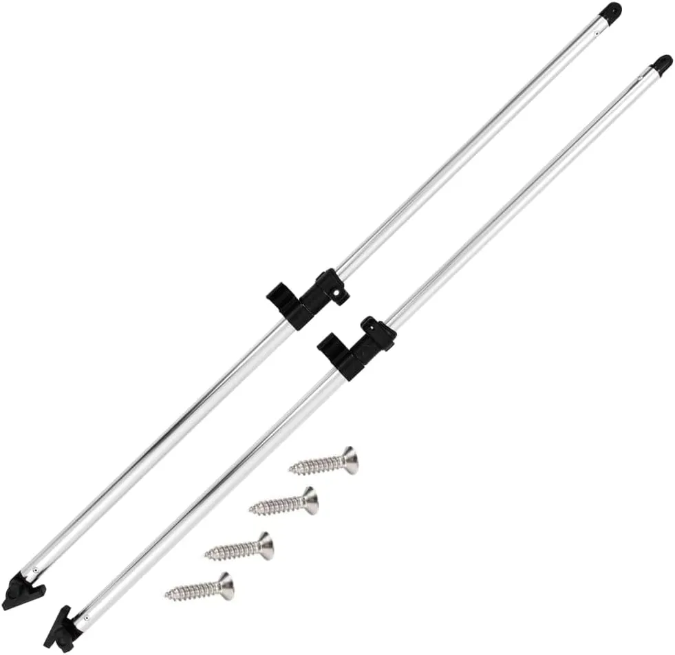 vidaXL 2X Bimini Top Support Poles Adjustable Rear Support Poles Marine Boat Cover Bimini Top Support Telescoping Pole System Aluminum