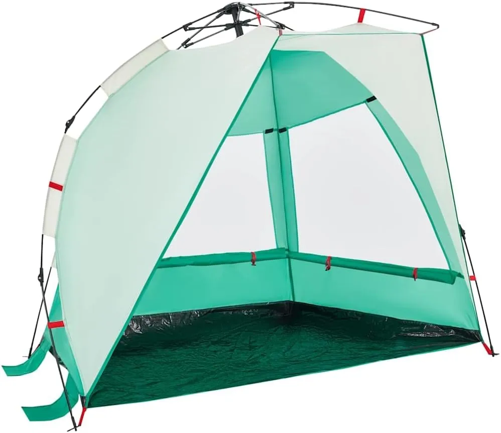 vidaXL Beach Tent 2-Person, Outdoor Shelter, Camping Tent for Garden Patio, Backpacking Tent, Beach Canopy, Sea Green Quick Release Waterproof