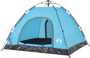 vidaXL Camping Tent 3-Person, Garden Shelter, Portable Canopy for Outdoor Patio Hiking, Lightweight Tent, Foldable Tent, Blue Quick Release