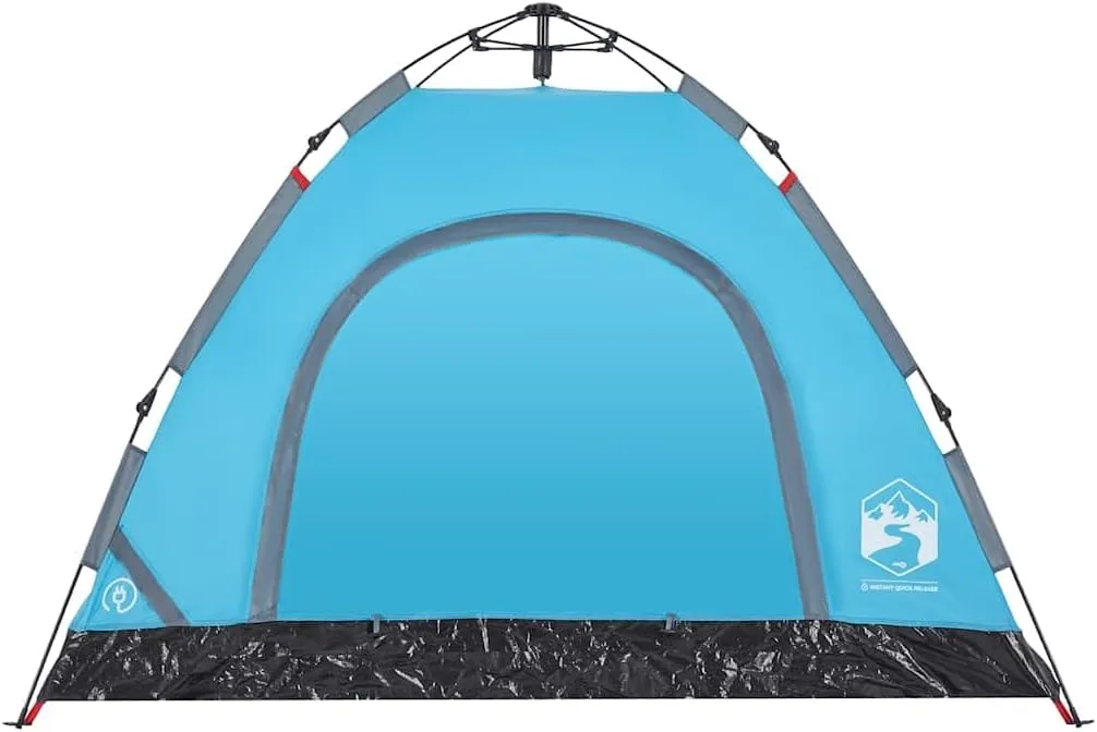 vidaXL Camping Tent 3-Person, Garden Shelter, Portable Canopy for Outdoor Patio Hiking, Lightweight Tent, Foldable Tent, Blue Quick Release
