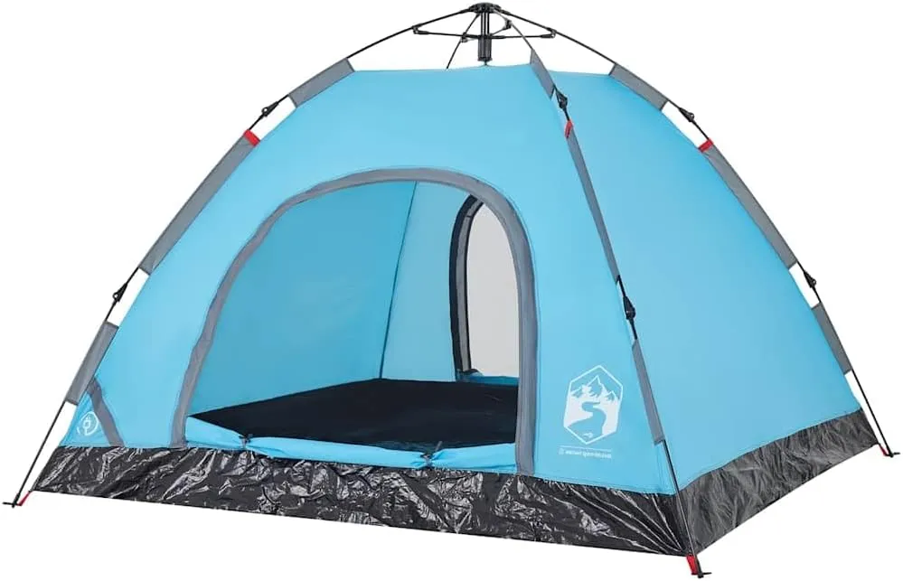 vidaXL Camping Tent 3-Person, Garden Shelter, Portable Canopy for Outdoor Patio Hiking, Lightweight Tent, Foldable Tent, Blue Quick Release