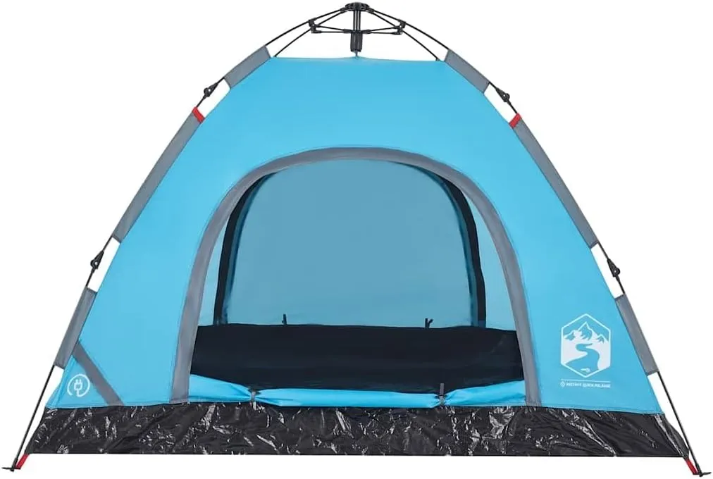 vidaXL Camping Tent 3-Person, Garden Shelter, Portable Canopy for Outdoor Patio Hiking, Lightweight Tent, Foldable Tent, Blue Quick Release