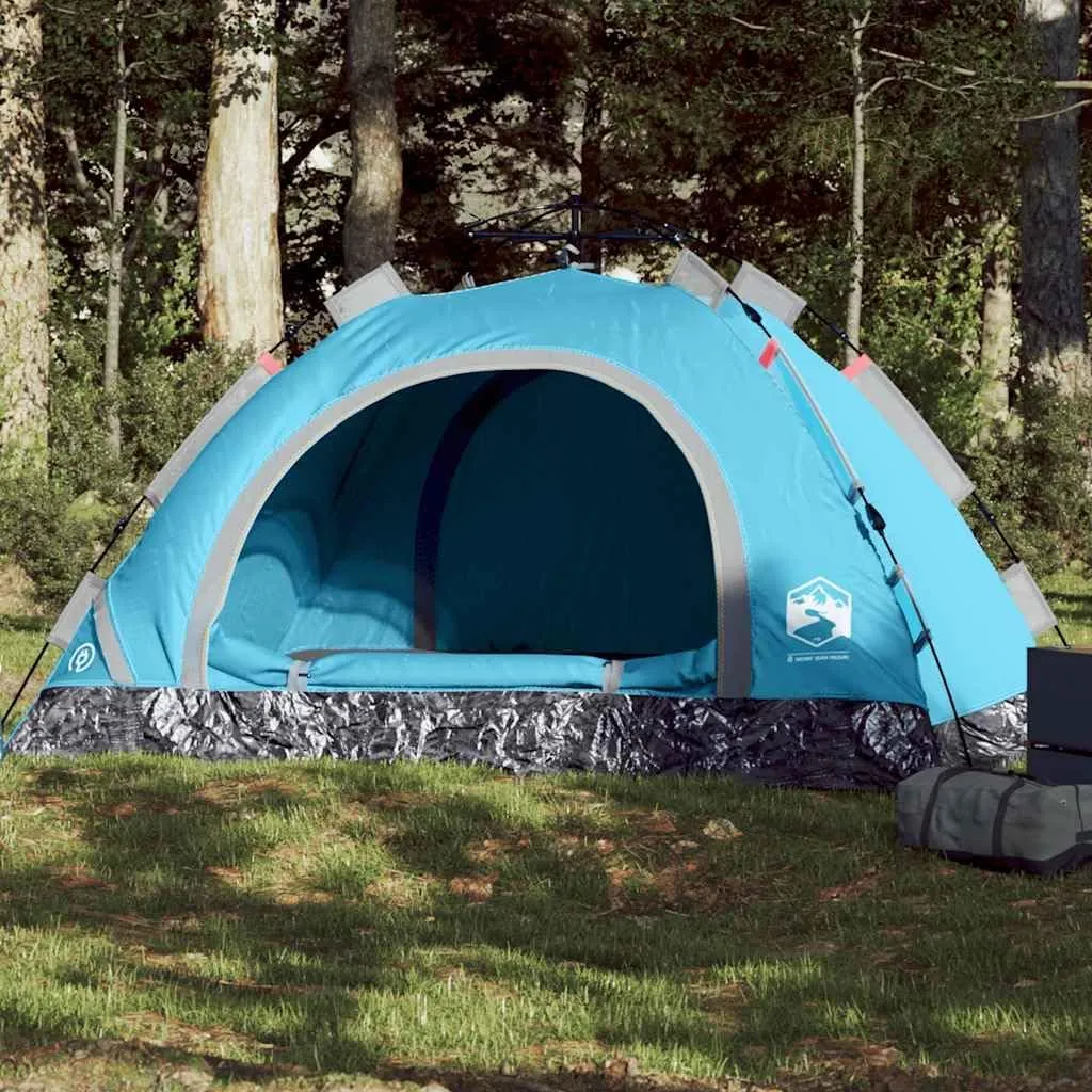 vidaXL Camping Tent 3-Person, Garden Shelter, Portable Canopy for Outdoor Patio Hiking, Lightweight Tent, Foldable Tent, Blue Quick Release