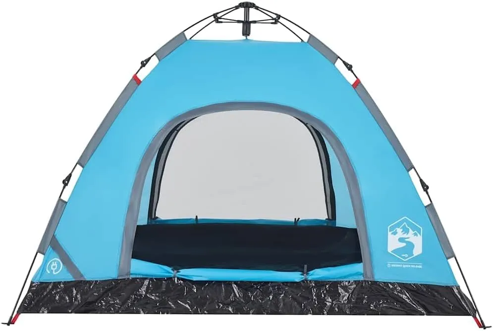 vidaXL Camping Tent 3-Person, Garden Shelter, Portable Canopy for Outdoor Patio Hiking, Lightweight Tent, Foldable Tent, Blue Quick Release