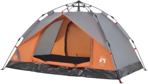 vidaXL Camping Tent Dome 2-Person, Garden Shelter, Portable Canopy for Outdoor Patio Hiking, Foldable Dome Tent, Gray and Orange Quick Release