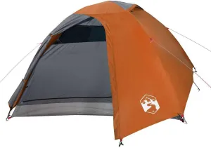 vidaXL Camping Tent Dome 4-Person Grey and Orange Waterproof