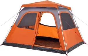 vidaXL Family Tent Dome 6-Person, Outdoor Shelter, Garden Camping Tent for Festival Hiking, Lightweight Tent, Gray and Orange Quick Release