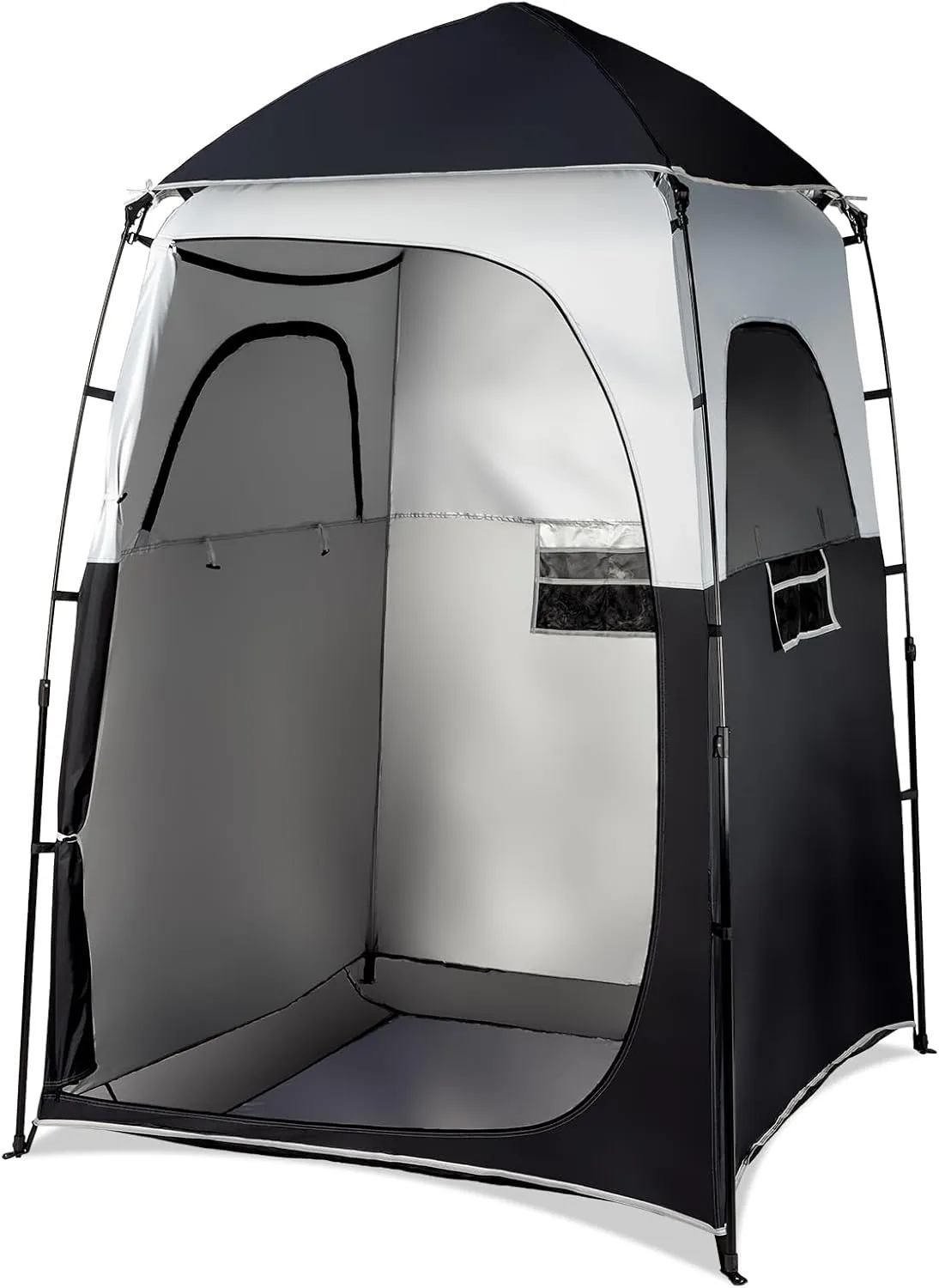 VINGLI 6.8FT Shower Tent, Large Instant Pop Up Shelter with Mesh Floor & Carrying Bag, Privacy Changing Room Tent for Toilet, Camping, Dressing, Lightweight & Sturdy, Easy Set Up