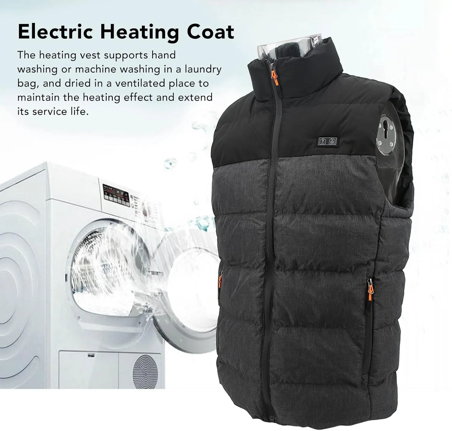 VINGVO Electric Warming Vest, Fine Lining Lightweight Smart Heated Vest 3 Levels Adjustment Carbon Fiber for Outdoor Skating