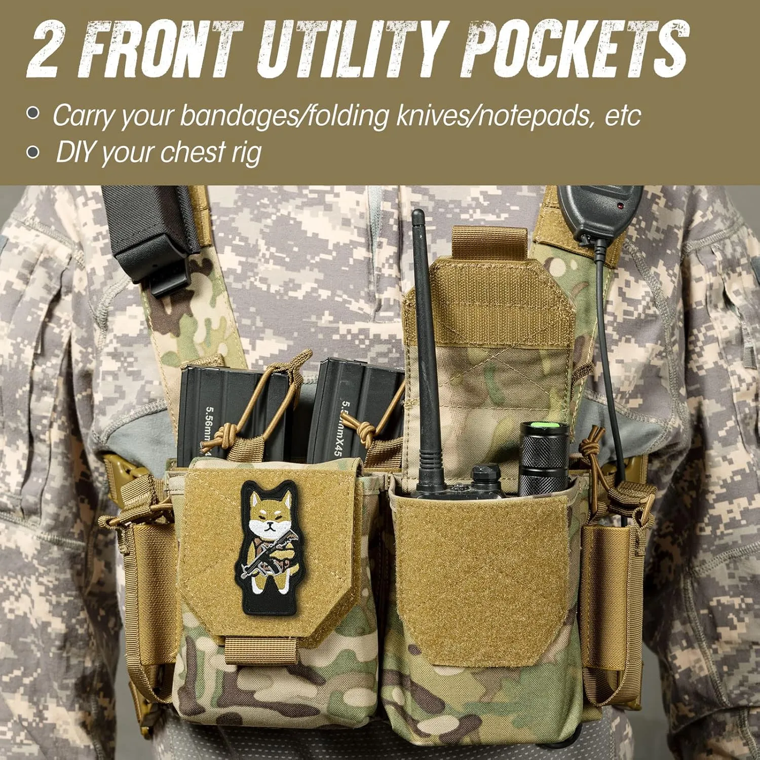 VISMIX Tactical Chest Rig, Adjustable&Detachable Molle Chest Rigs