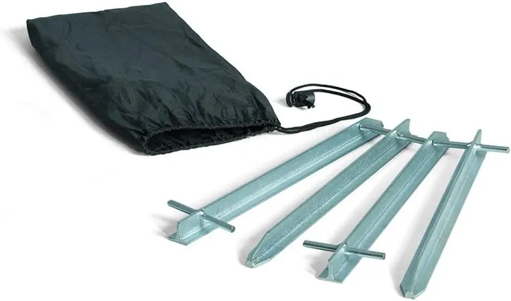 Vispronet Premium 12in Tent Stake Set – Includes 4 12in Steel Stakes and a Draw-String Bag