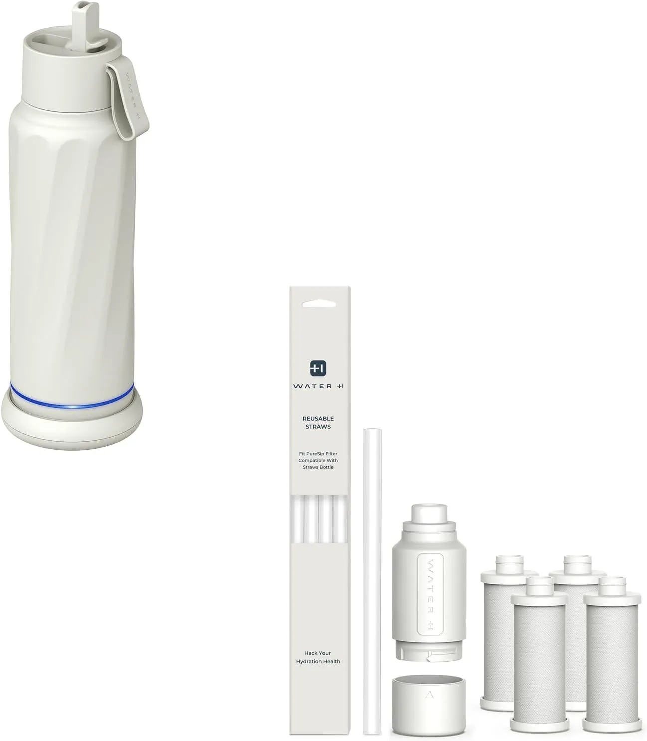 Vita Insulated Smart Water Bottles with Straw White PureSip Adapt Water Bottle 4 Packs Straw Bundle