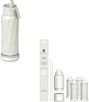 Vita Insulated Smart Water Bottles with Straw White PureSip Adapt Water Bottle 4 Packs Straw Bundle