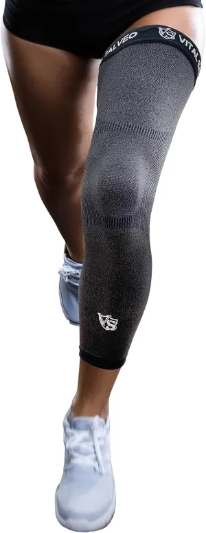 Vital Salveo Germanium & Carbon Recovery Full Leg Sleeve – Compression Leg Sleeve, Long Knee Sleeve for Arthritis, Basketball, Cycling, Football, Dark Grey (1 PC) Medium