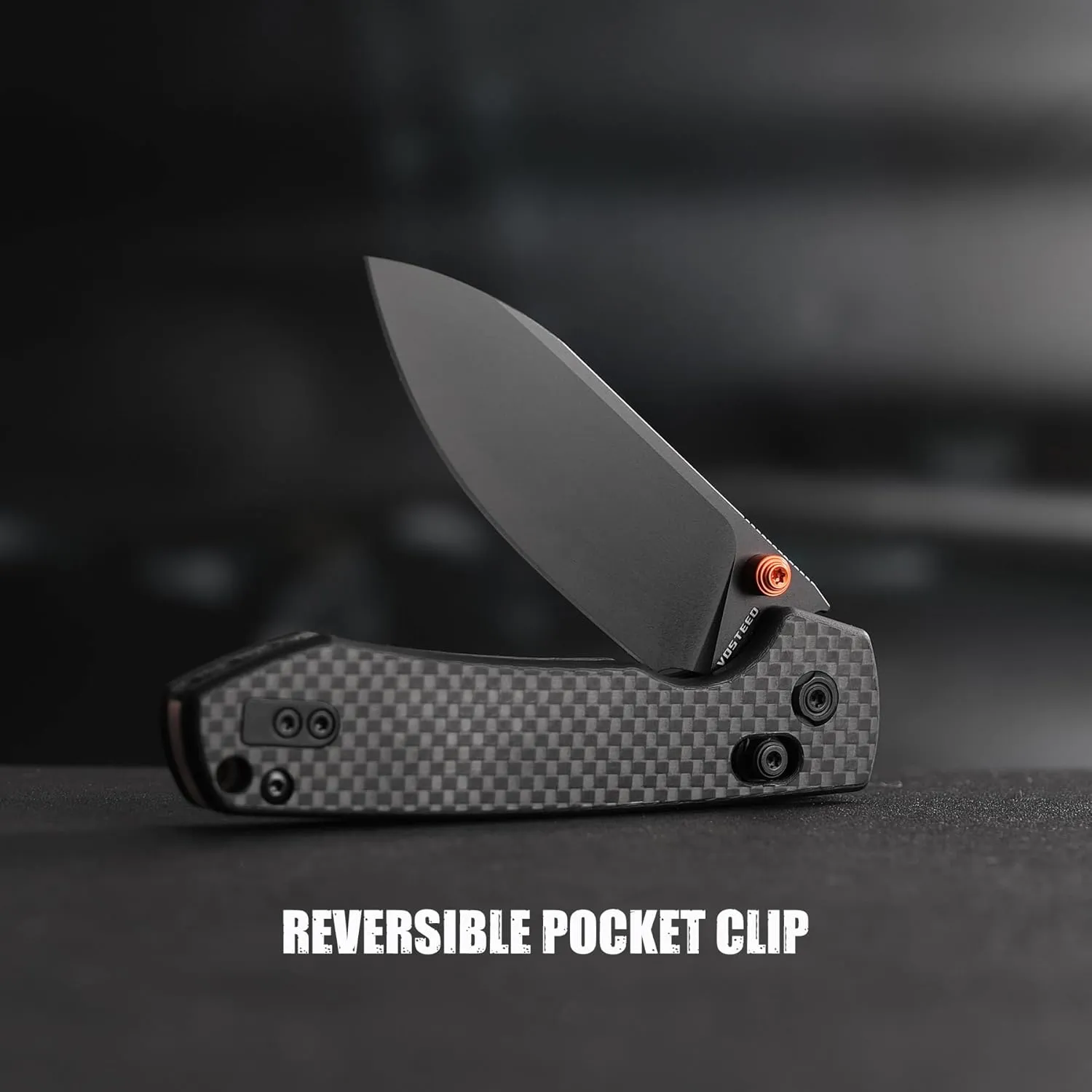 Vosteed EDC Knife, Lightweight Folding Pocket knife with Clip for Men and Women, Sharp Crossbar Lock Knife with 3.25" Nitro-V Steel Blade, Carbon Fiber Handle for Camping, Hiking - Raccoon