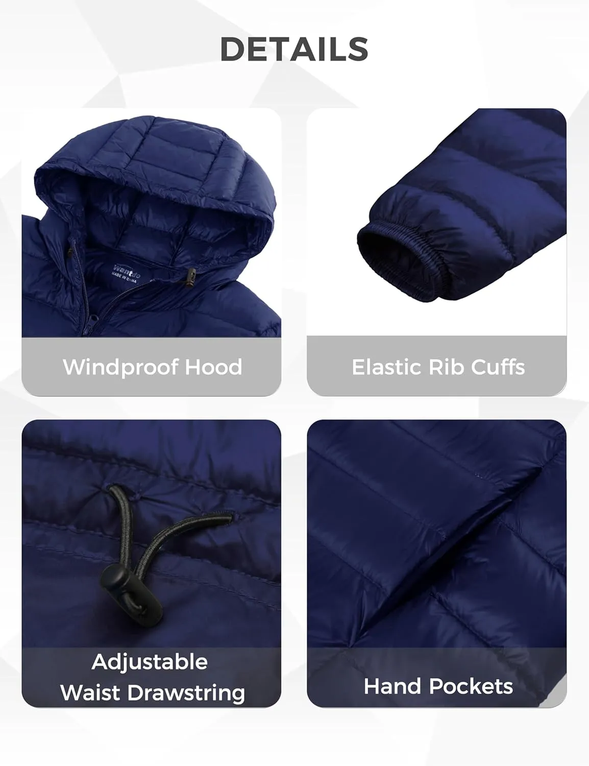 wantdo Women's Packable Puffer Coat Hooded Lightweight Long Winter Coats