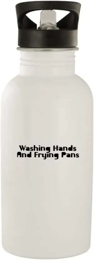Washing Hands And Frying Pans - Stainless Steel 20oz Water Bottle, White, NEWUS-C-07-24-05-005689-04-65-19-20