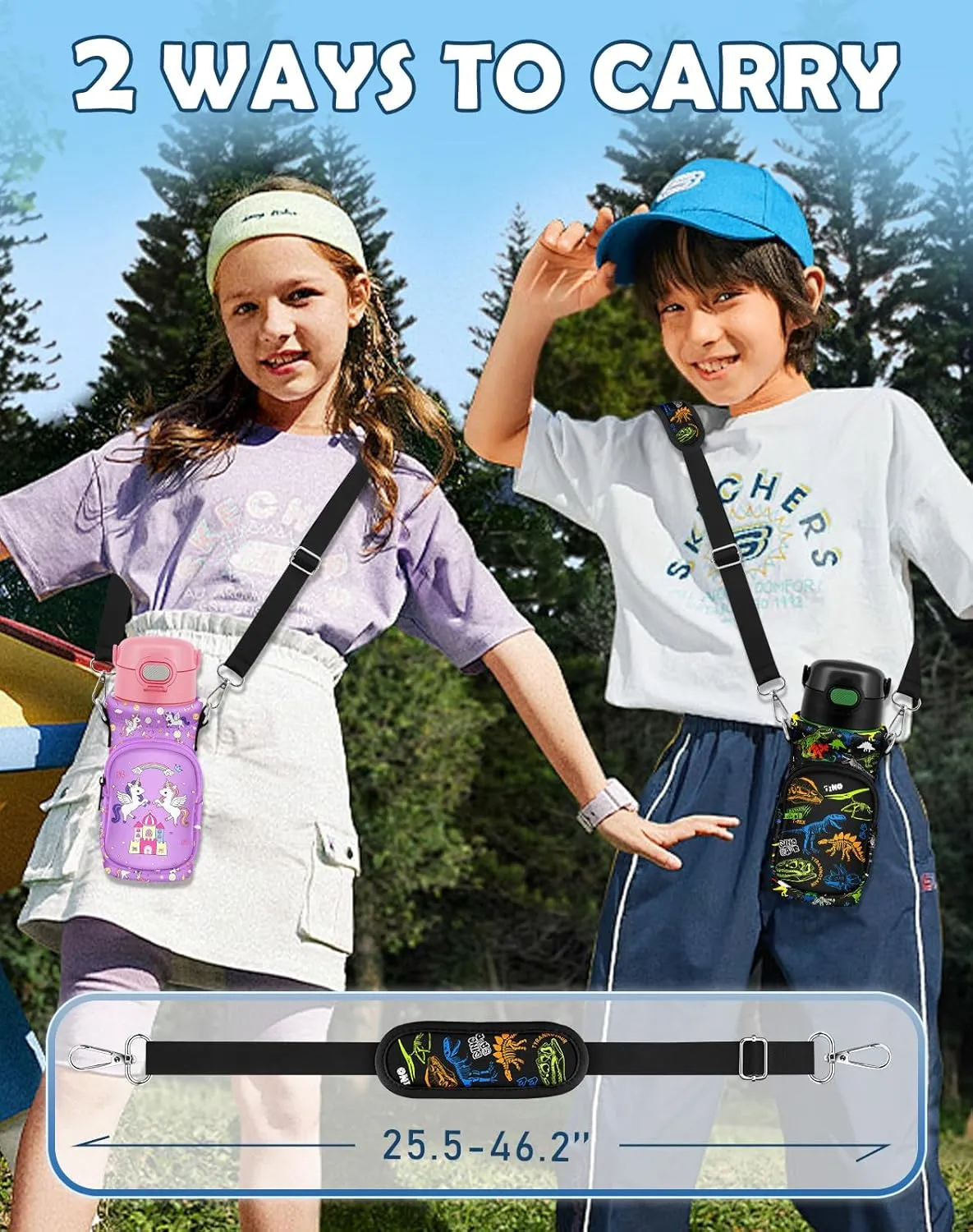 Water Bottle Carrier with Strap - Insulated Neoprene Water Bottle Holder Bag with Pocket for 14-20 oz