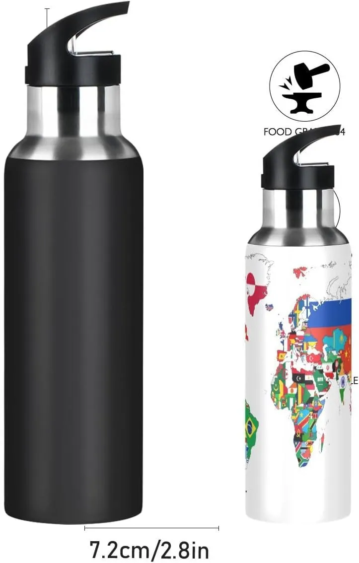 Water Bottle Handle Straw Lid Cheeteh Leopard Print Vacuum Insulated Stainless Steel Thermos Water Bottle Leak Proof Sports Coffee Maker Cup