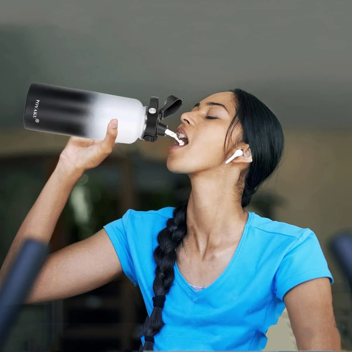 Water Bottle Insulated 32oz 40oz 64oz 128oz Straw Lid Spout Lid & 3 Lids, Leak Proof, Vacuum Insulated,Stainless Steel Water Bottle Wide Mouth for Sports, Gym or Office