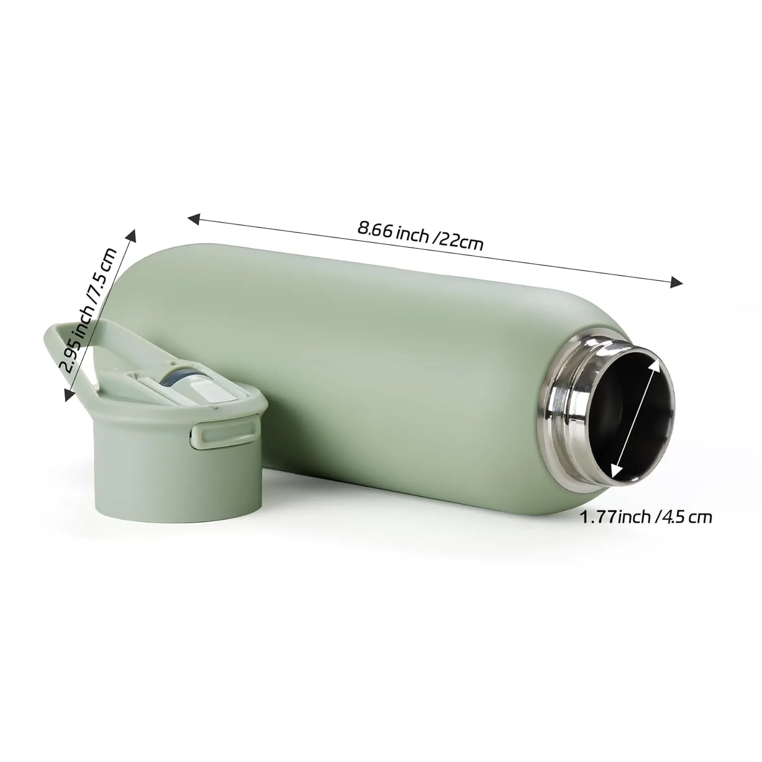 Water Bottle with Filter, Stainless Steel Premium Filtering Water Bottle, BPA-Free, Reusable, Insulated,Water Filter Bottle for Travel and Everyday Use Light Green - 20 oz