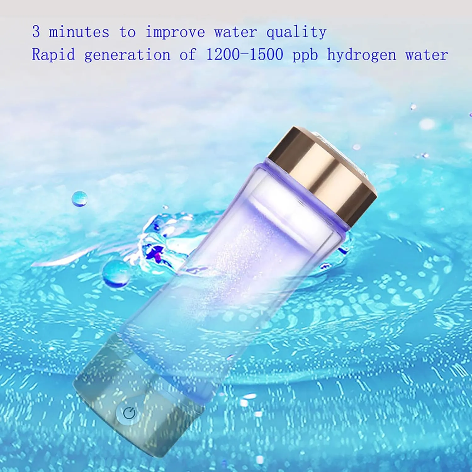 Water Purifiers, Hydrogen-Rich Water Bottle Generator Hydrogen Alkaline Water Bottle Ionizer with SPE Membrane Technology Make Hydrogen Content Up to 1200-1500 PPB 420ML