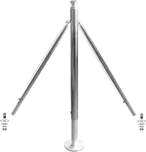 Water Ski Pylon for Outboard Boat, Adjustable Pole Height Rope Tow Point 34" - 56", Telescopic Arms 33" - 57", 2" Stainless Main Pylon, 6" Universal Base for Pontoon, Bass, Bowriders, Fishing, Ski