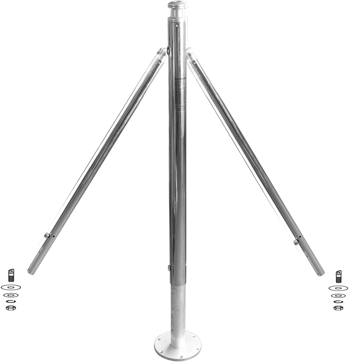 Water Ski Pylon for Outboard Boat, Adjustable Pole Height Rope Tow Point 34" - 56", Telescopic Arms 33" - 57", 2" Stainless Main Pylon, 6" Universal Base for Pontoon, Bass, Bowriders, Fishing, Ski
