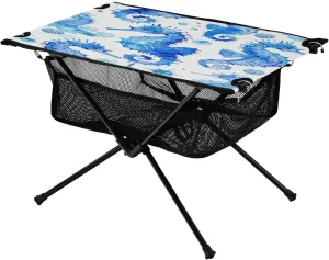 Watercolour Blue Seahorse Portable Camping Table,Outdoor Folding Table,Beach Table,Suitable for Camping,Hiking,Picnic