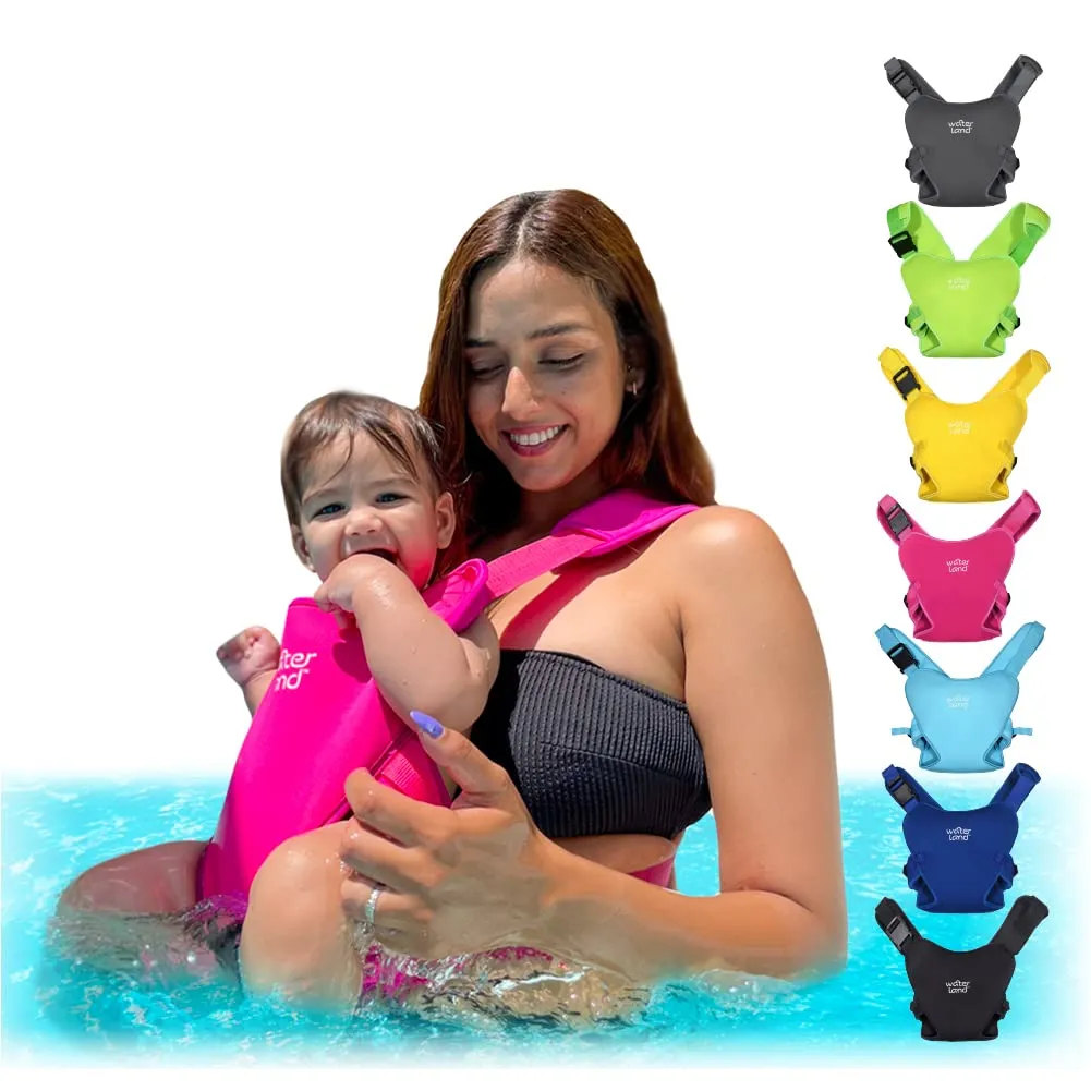 WaterLand Baby Carrier - Innovative Carrier You Can Use Both in Water & Land - Waterproof Infant Chest Holder with Adjustable Straps, Lightweight Toddler Harness for Pool & Beach (Pink Flamingo)