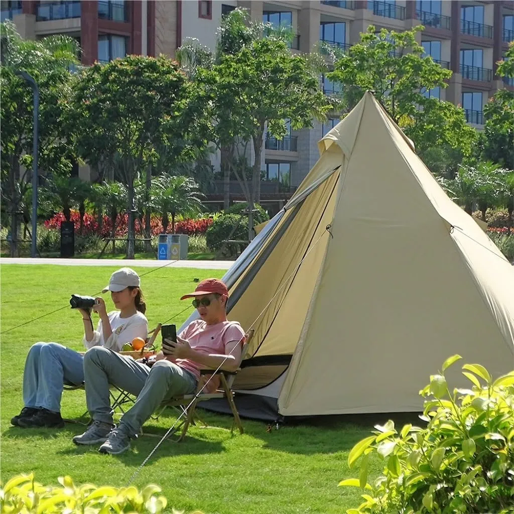 Weatherproof Tents Lightweight Outdoor Tent for 3-4 People, Double-Layer Breathable and Rainproof Peaked Camping Tent Camping and Hiking Tents