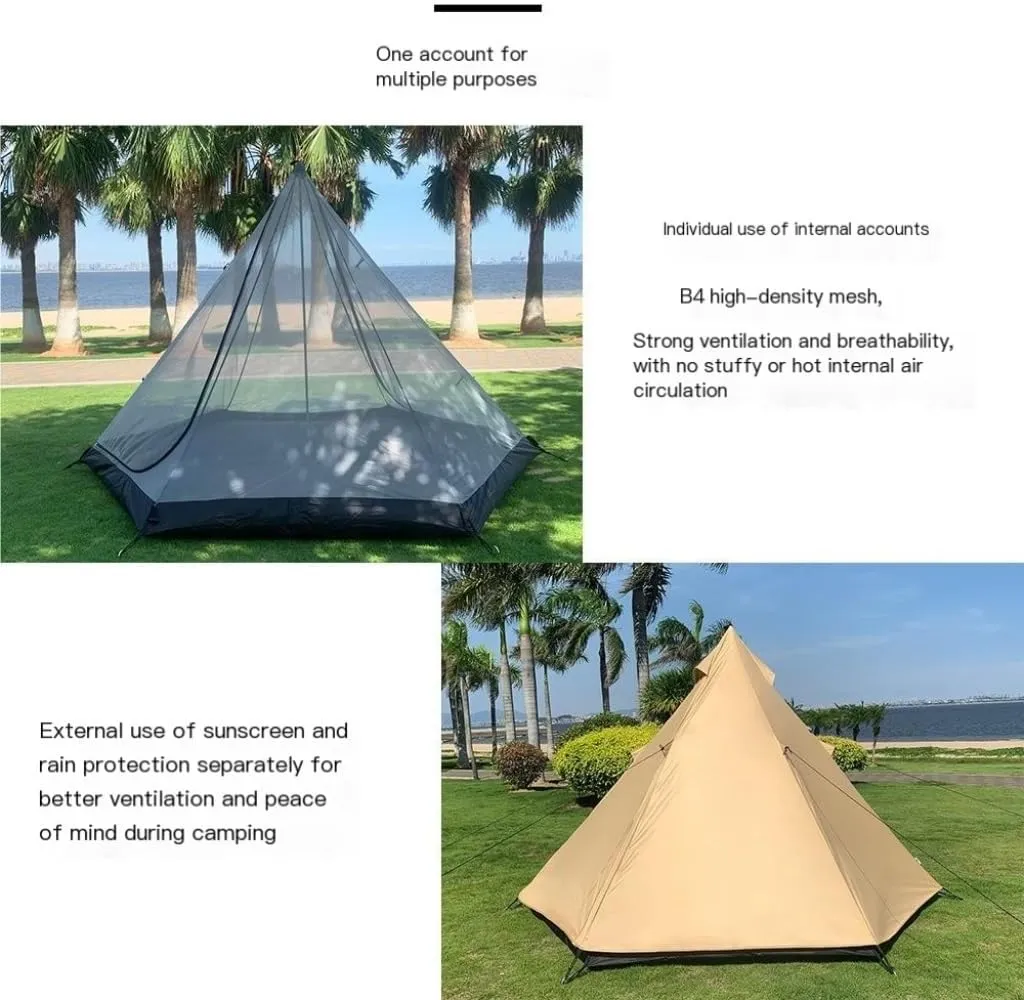Weatherproof Tents Lightweight Outdoor Tent for 3-4 People, Double-Layer Breathable and Rainproof Peaked Camping Tent Camping and Hiking Tents