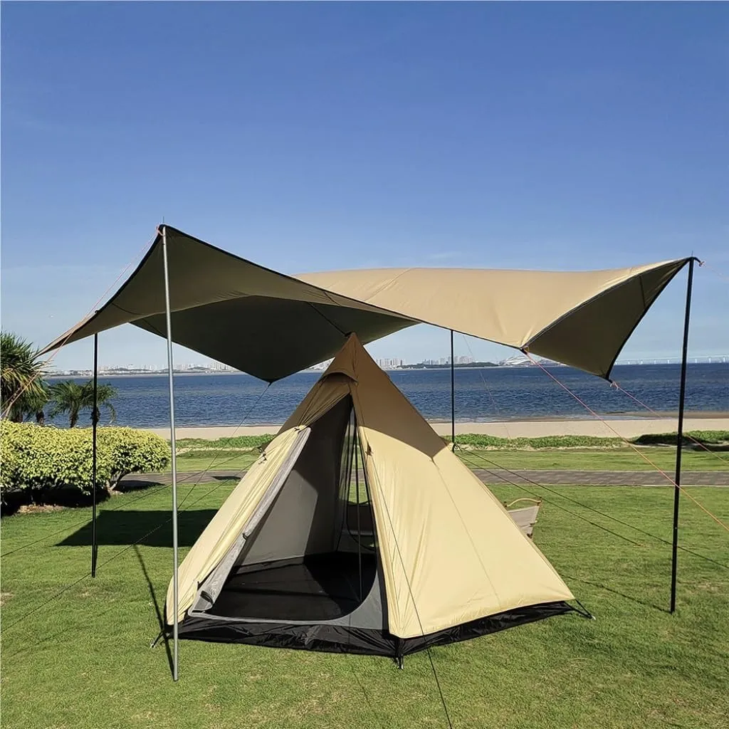 Weatherproof Tents Lightweight Outdoor Tent for 3-4 People, Double-Layer Breathable and Rainproof Peaked Camping Tent Camping and Hiking Tents