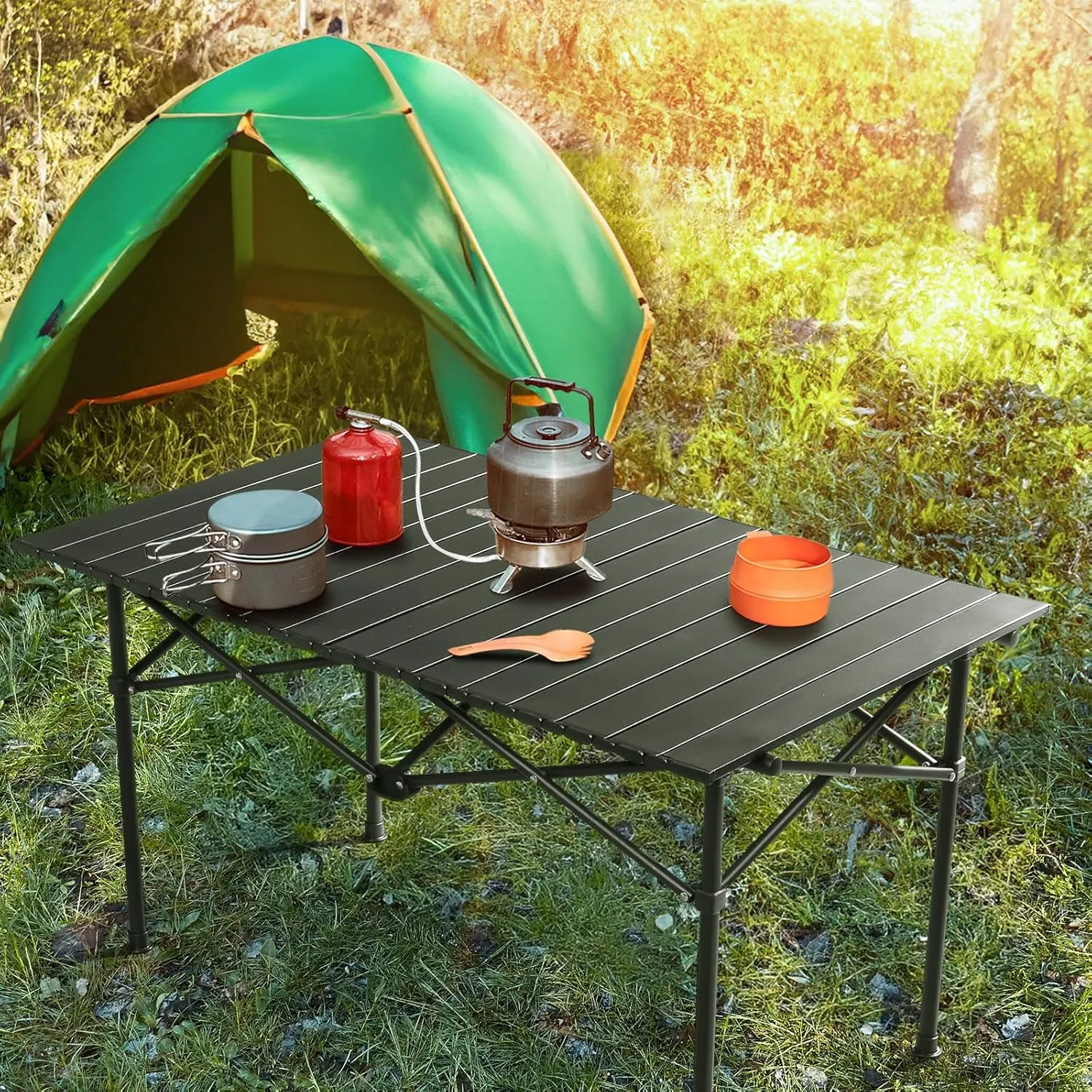 WEI WEI GLOBAL 47x20 Portable Folding Camping Table, Ultralight Collapsible Table Outdoor Camp Table, Portable Outdoor Picnic Table, Compact Camping Side Table for Travel Hiking, Camping