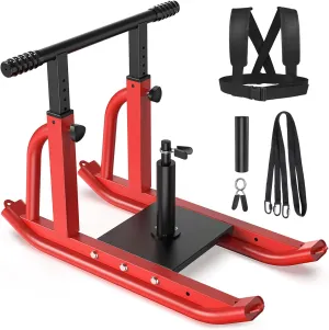 Weight Sled, Heavy-Duty Push Pull Sled, Adjustable Height Handle, Workout Fitness Sled for Training- Running Speed, Agility, Soccer, Football, Strength, Crossfit- Suitable for 1" & 2" Plates