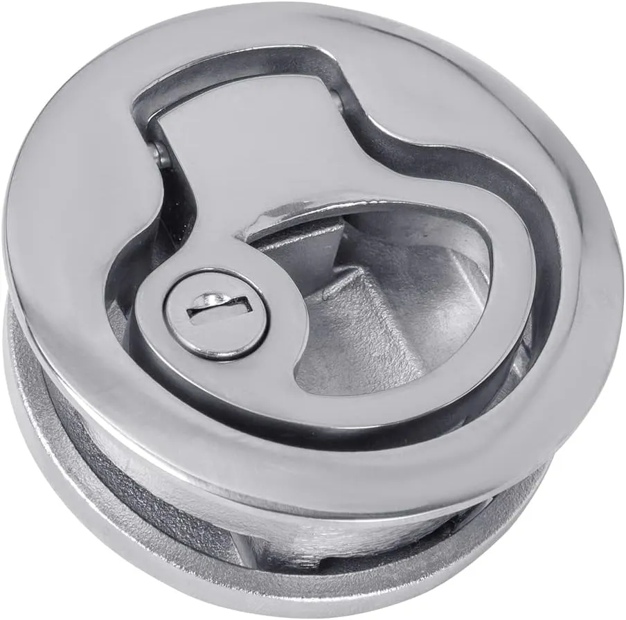 White Water 7132SLK 316 Stainless Steel Round Locking Slam Latch with Egress Lever, 2" Cutout
