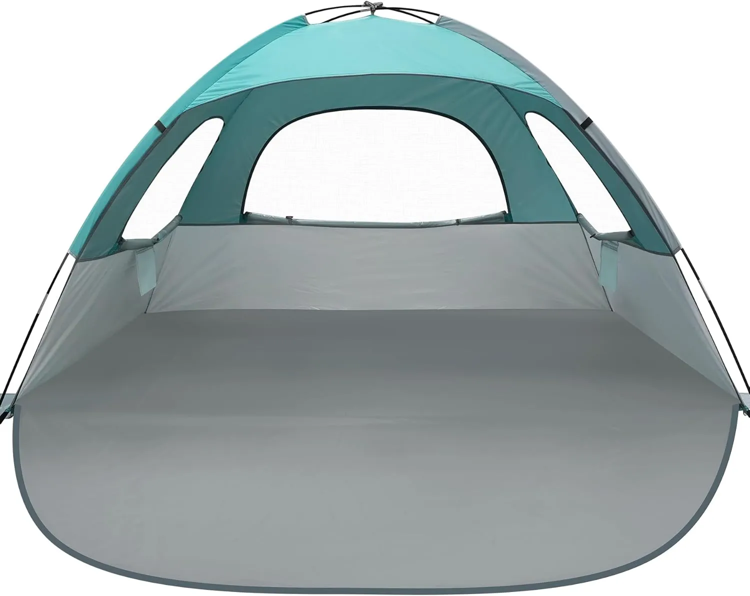 WhiteFang Beach Tent Anti-UV Portable Sun Shade Shelter for 3/4/6/8 Person, Extendable Floor with 3 Ventilating Mesh Windows Plus Carrying Bag, Stakes and Guy Lines