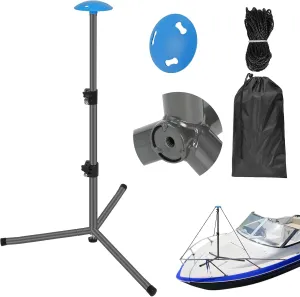 Windproof Boat Cover Support Pole System 1 Pcs with Adjustable Heights & Tripod Base, Telescoping Steel Furniture Cover Support Poles 22"-49" with Rope & Storage Bag