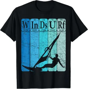 Windsurf Periodic Table Elements Windsurfing Retro T-Shirt