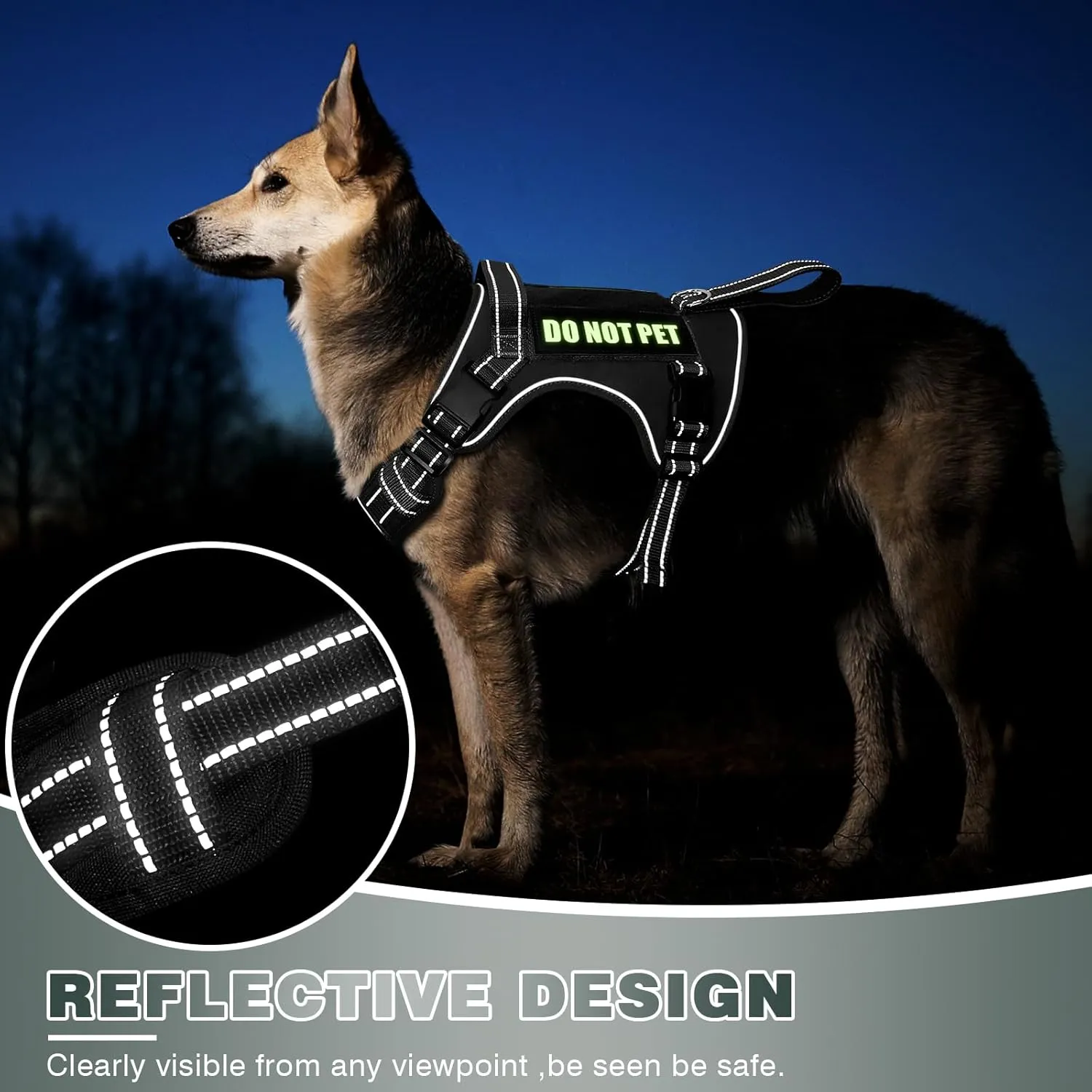 WINSEE Tactical Dog Harness, No Pull Dog Harness for Medium Large Dogs with Handle & Molle, Military Service Dog Vest Harness in Training Pet Harness for Small Dogs