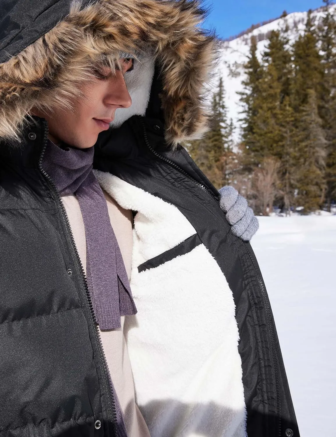 Winter Coats For Men Winter Jackets Water Resistant Warm Thicken Puffy Hooded Insulated Thicken Parka Coat